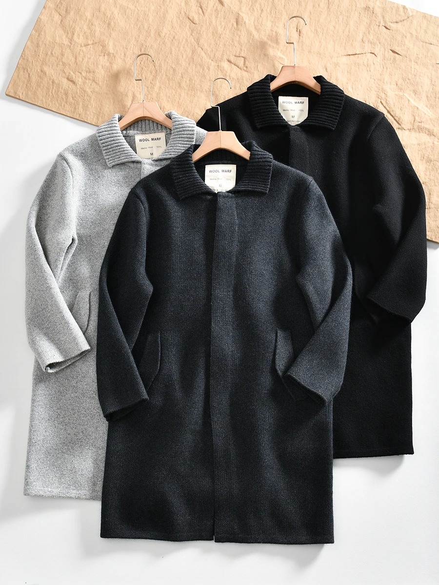 Men's Thickened Medium Length Knitted Cardigan Sweater Coat 100% Merino Wool Autumn Winter Fashion Urban Style Long Sleeve
Men's Thickened Medium Length Knitted Cardigan Sweater Coat 100% Merino Wool Autumn Winter Fashion Urban Style Long Sleeve