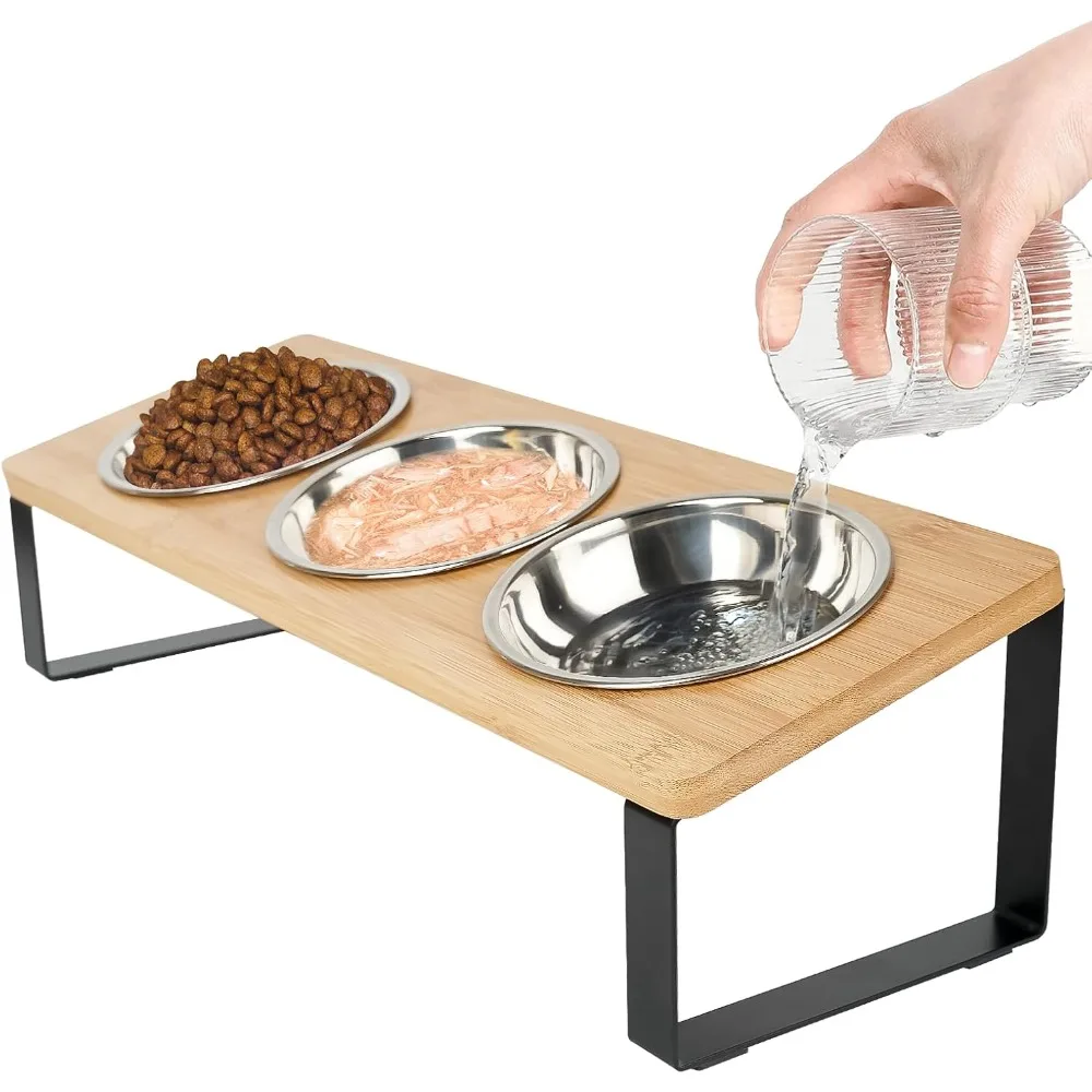 Elevated Cat Bowl, 15° Tilted Cat Bowl Stand with 3 Stainless Steel Bowls for Indoor Cats and Pet, Raised Cats Bowls for Food and Water
Elevated Cat Bowl, 15° Tilted Cat Bowl Stand with 3 Stainless Steel Bowls for Indoor Cats and Pet, Raised Cats Bowls for Food and Water