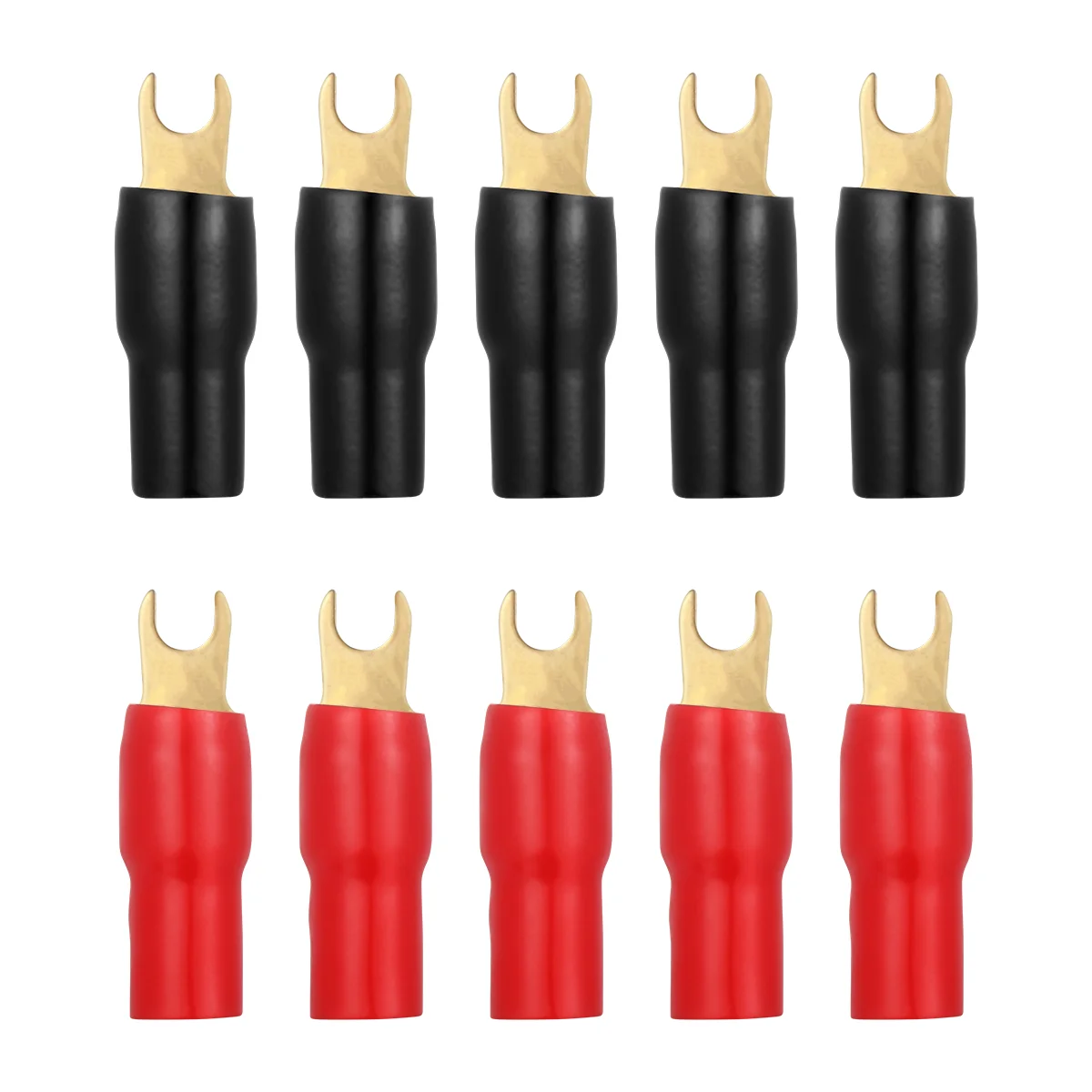 5 Pairs Crimp Terminals 4ga Terminal Red Black Boots Gold Plated Speaker Wire Connectors Fork Spade Copper Durability Electrical
5 Pairs Crimp Terminals 4ga Terminal Red Black Boots Gold Plated Speaker Wire Connectors Fork Spade Copper Durability Electrical