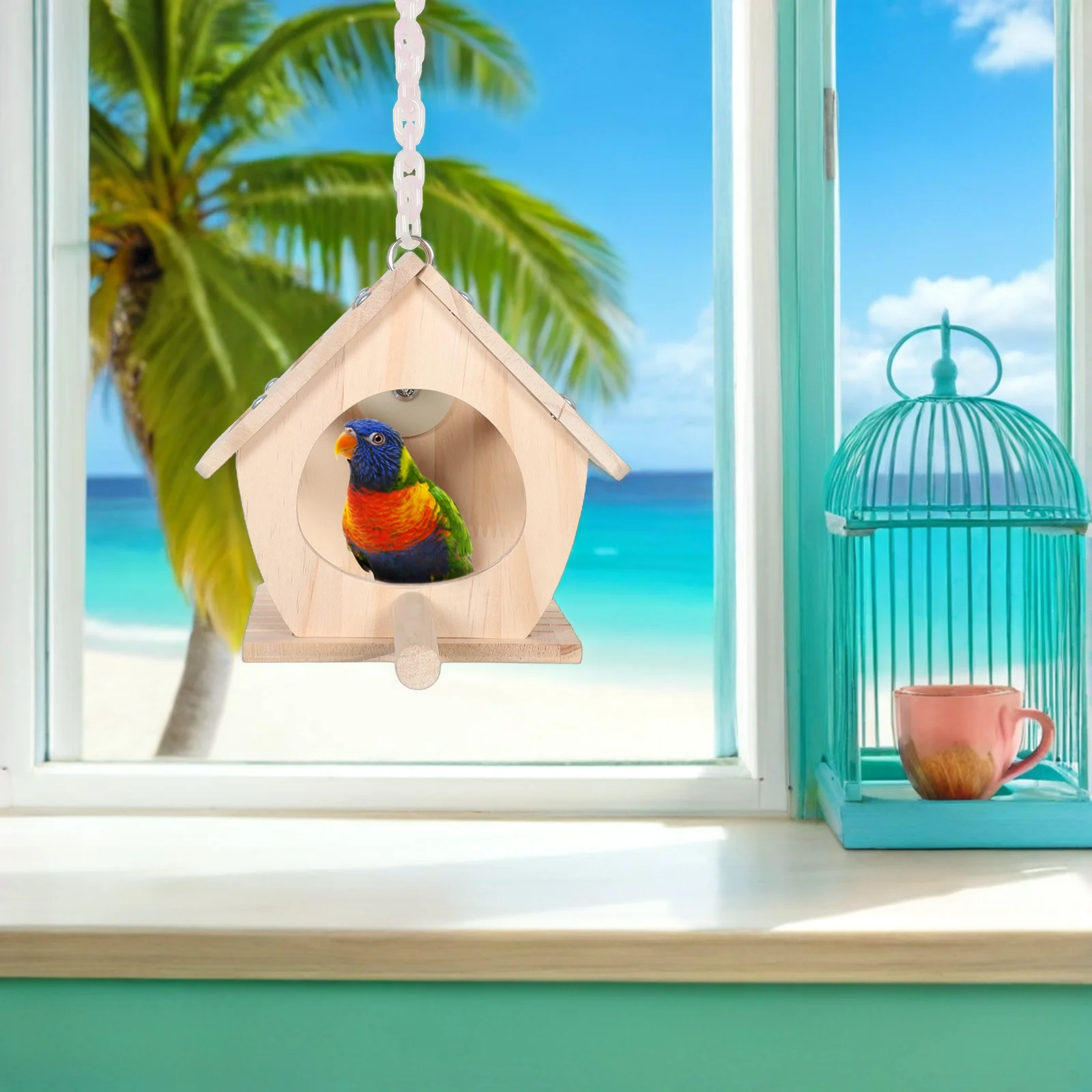 Parrot Nesting Box with Perch Stand Wooden Bird Breeding House for Finches Conures Hanging Aviary Nest for Home Garden
Parrot Nesting Box with Perch Stand Wooden Bird Breeding House for Finches Conures Hanging Aviary Nest for Home Garden