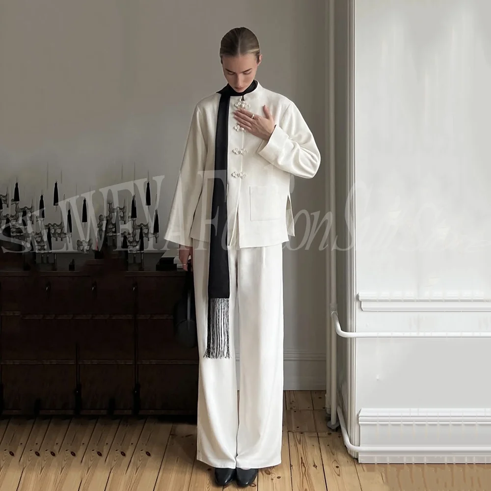 White Pants Suit Woman Luxury 2 Pieces Jacket Pants New Chinese Style Female Suits Single Breasted Trajes De Mujer Elegante
White Pants Suit Woman Luxury 2 Pieces Jacket Pants New Chinese Style Female Suits Single Breasted Trajes De Mujer Elegante