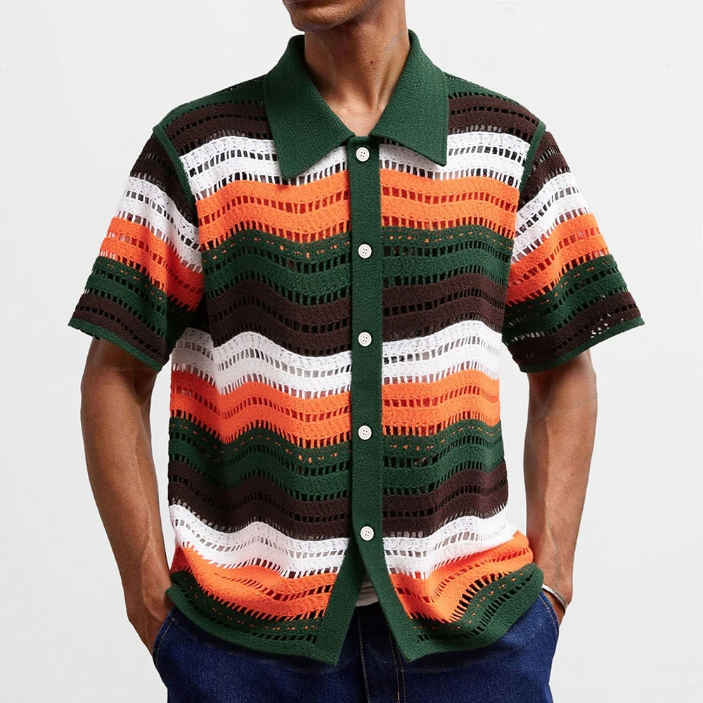 Men's Knitted Hollow Short-Sleeved Shirt French Retro Fashion Trend Loose Casual Breathable Niche 2025 Summer New Men's Tops
Men's Knitted Hollow Short-Sleeved Shirt French Retro Fashion Trend Loose Casual Breathable Niche 2025 Summer New Men's Tops
