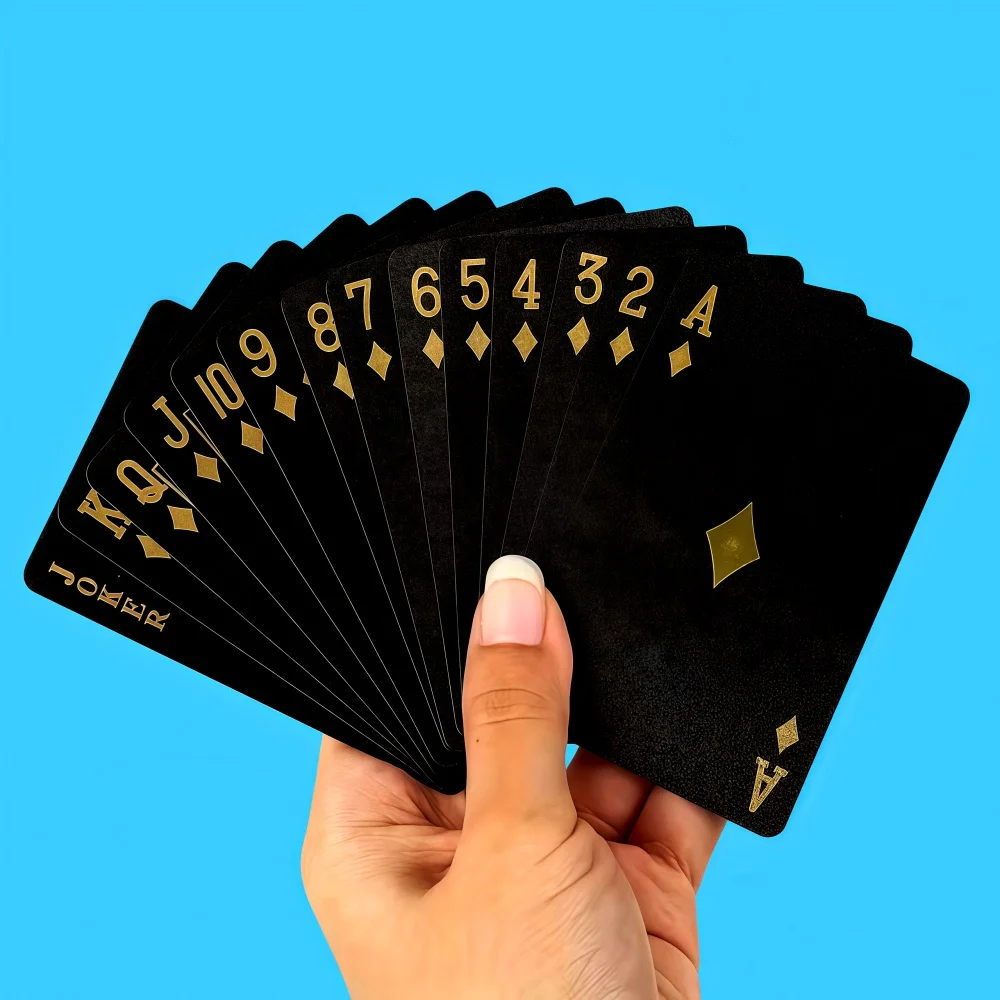 Black Gold Waterproof Playing Cards, Plastic Pvc Durable Playing Cards, Creative Black Gold Game Cards, Black Gold Matte Waterproof Playing Cards, High-End Pvc Material, Fold-Resistant and Wear-Resistant Board Game Cards, Cards for Casual Gatherings and M
Black Gold Waterproof Playing Cards, Plastic Pvc Durable Playing Cards, Creative Black Gold Game Cards, Black Gold Matte Waterproof Playing Cards, High-End Pvc Material, Fold-Resistant and Wear-Resistant Board Game Cards, Cards for Casual Gatherings and M