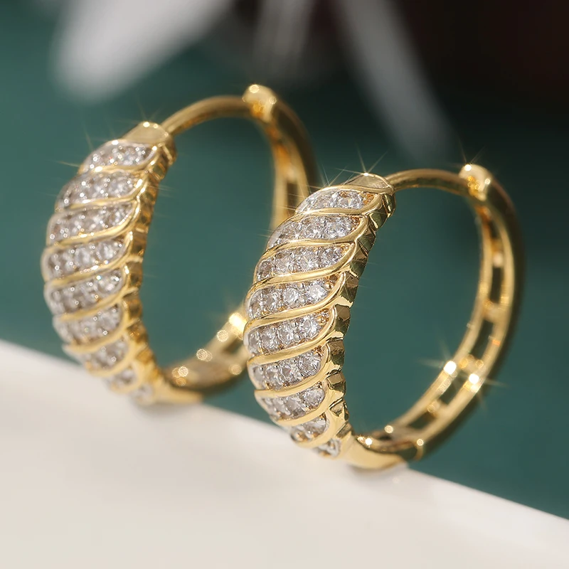 Trendy Sparkling Cubic Zirconia Hoop Earrings Women Daily Wearable Jewelry Fashion Delicate Ear Accessories Gift
Trendy Sparkling Cubic Zirconia Hoop Earrings Women Daily Wearable Jewelry Fashion Delicate Ear Accessories Gift