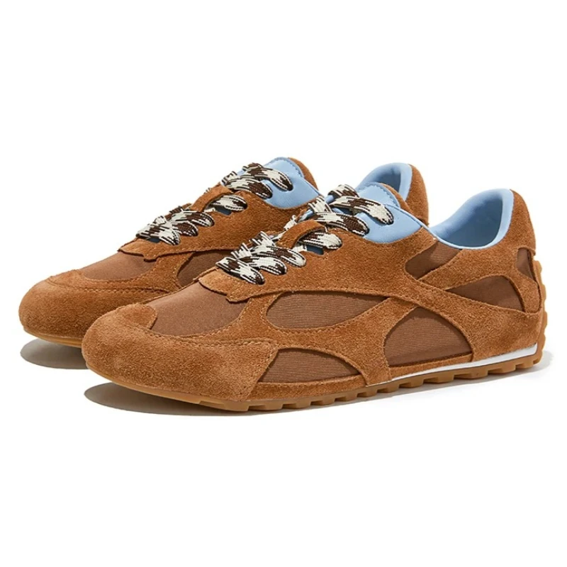 Vintage Brown Suede Sneakers Women Fashion Mixed Color Lace Up Flat Derby Shoes Lightweight Soft Sole Comfortable Running Shoes
Vintage Brown Suede Sneakers Women Fashion Mixed Color Lace Up Flat Derby Shoes Lightweight Soft Sole Comfortable Running Shoes