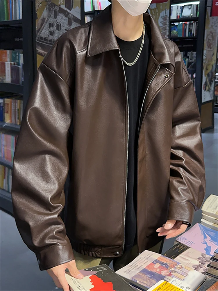 American Retro Motorcycle Sle PU Leather Jaet Men's Summer Trendy Haome High Street Top Outerwear Loose Fit Zipper Decor
American Retro Motorcycle Sle PU Leather Jaet Men's Summer Trendy Haome High Street Top Outerwear Loose Fit Zipper Decor