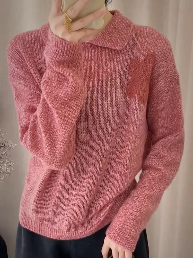 Корейский вязаный свитер с цветочным воротником для женщин: модный, универсальный, стройнящий, с длинными рукавами, осенняя новинка
Корейский вязаный свитер с цветочным воротником для женщин: модный, универсальный, стройнящий, с длинными рукавами, осенняя новинка