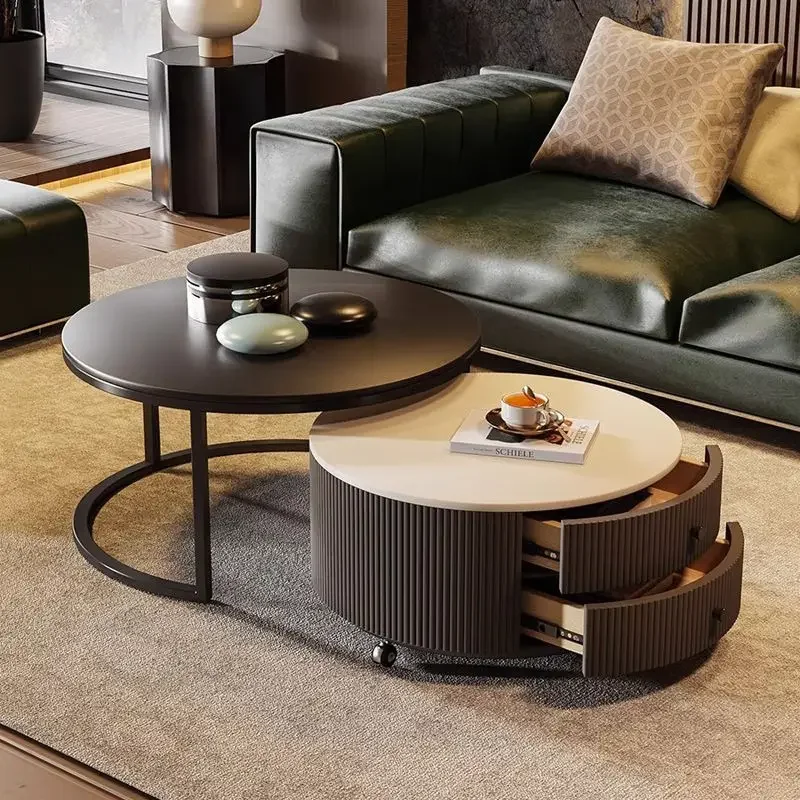 -Итальянский очень простой круглый журнальный столик из каменной пластины для гостиной, новый светильник, роскошный современный простой черный кофейный складной столик
-Итальянский очень простой круглый журнальный столик из каменной пластины для гостиной, новый светильник, роскошный современный простой черный кофейный складной столик