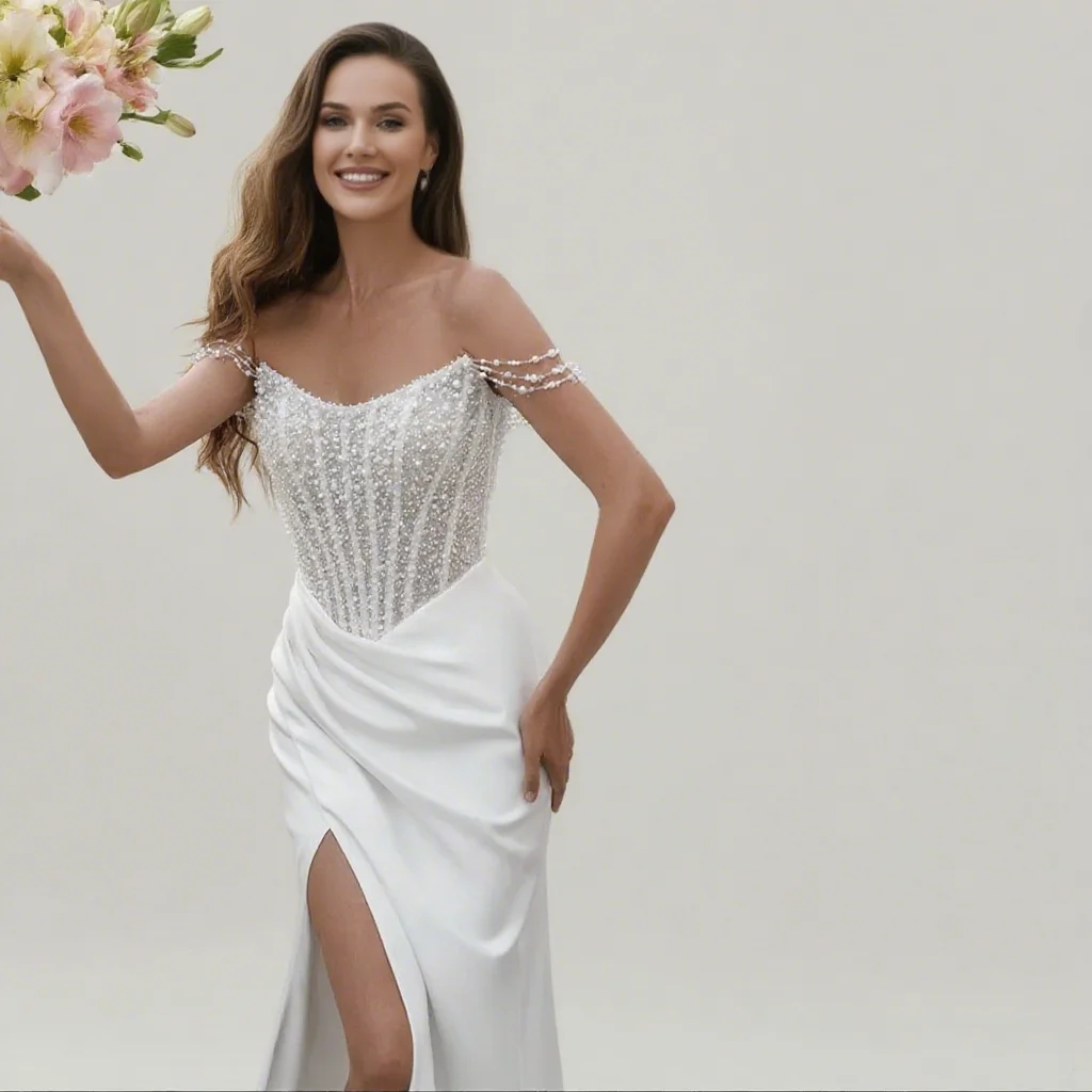 Luxury Bride Wedding Dresses Mermaid Lace Appliques Sexy High Split Sleeveless Bridal Gowns Vestidos De Novia Customized
Luxury Bride Wedding Dresses Mermaid Lace Appliques Sexy High Split Sleeveless Bridal Gowns Vestidos De Novia Customized