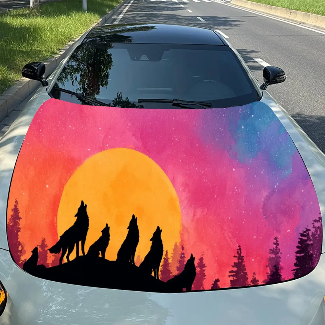 Colorful Sunset Wolf Pack Auto Cover Sticker, Waterproof and Self-adhesive Auto Hood Decal, Auto Vinyl Wraps, Cool Car Exterior
Colorful Sunset Wolf Pack Auto Cover Sticker, Waterproof and Self-adhesive Auto Hood Decal, Auto Vinyl Wraps, Cool Car Exterior