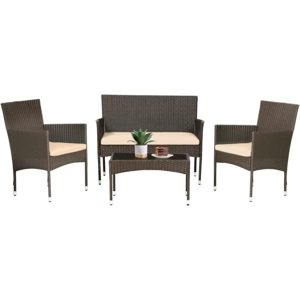 Patio Furniture Set 4 Pieces Outdoor Rattan Chair Wicker Sofa Garden Conversation Bistro Sets for Yard Freight Free Table
Patio Furniture Set 4 Pieces Outdoor Rattan Chair Wicker Sofa Garden Conversation Bistro Sets for Yard Freight Free Table