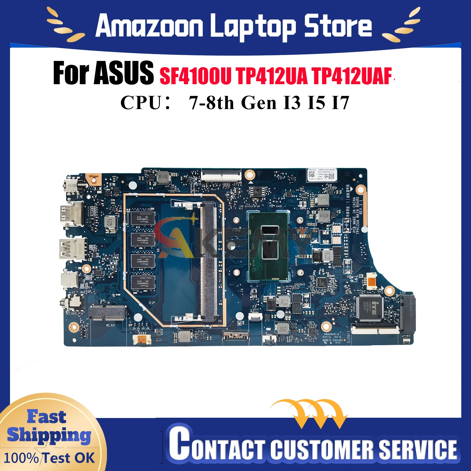 TP412UA Материнская плата для ноутбука ASUS VivoBook Flip TP412UA TP412U TP412UAF SF4100U Материнская плата с процессором I3 I5 I7 100% tests OK stk
TP412UA Материнская плата для ноутбука ASUS VivoBook Flip TP412UA TP412U TP412UAF SF4100U Материнская плата с процессором I3 I5 I7 100% tests OK stk