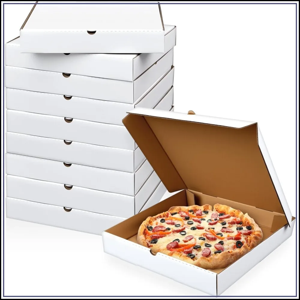 10 Pcs 14x14 Inches Corrugated White Pizza Boxes, Grease Resistant Kraft Takeout Containers for Homemade Cake, Cookies, Food
10 Pcs 14x14 Inches Corrugated White Pizza Boxes, Grease Resistant Kraft Takeout Containers for Homemade Cake, Cookies, Food