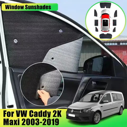 Full Coverage Sunshades For Volkswagen VW Caddy 2K Maxi 2003~2019 Anti-UV Car Sunscreen Window Sunshade Covers Car Accessories