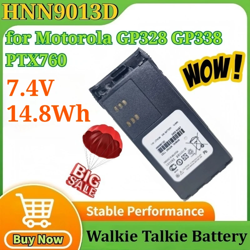 HNN9013D 7.4V 14.8Wh for Motorola GP328 GP338 PTX760 Two-way Radio Battery Rechargeable Lithium Battery with Belt Clip
HNN9013D 7.4V 14.8Wh for Motorola GP328 GP338 PTX760 Two-way Radio Battery Rechargeable Lithium Battery with Belt Clip