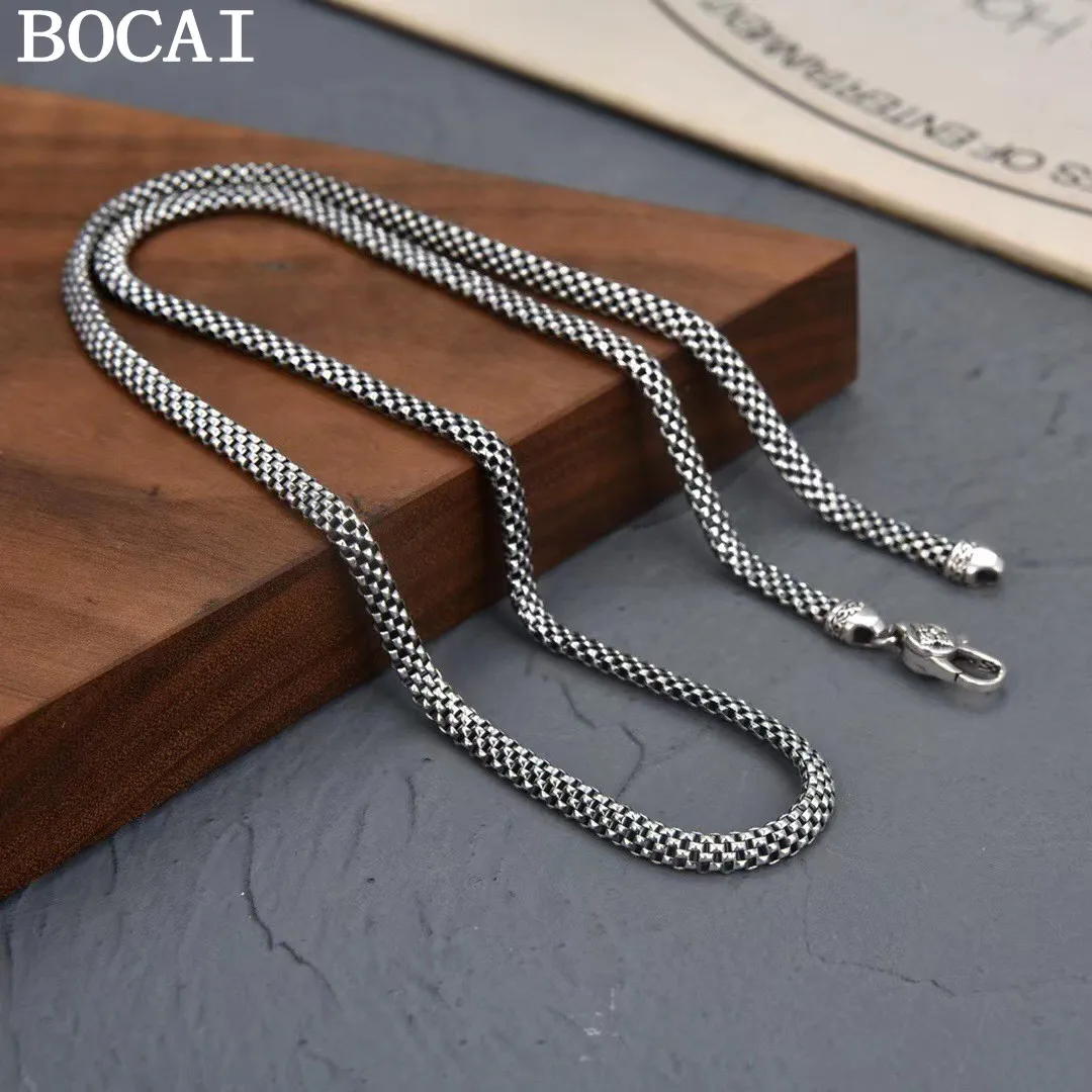BOCAI New S925 Silver Jewelry 4MM Italian Chain Mesh Hollow Flat Snake Necklace for Men and Women Trendy Collarbone Chain
BOCAI New S925 Silver Jewelry 4MM Italian Chain Mesh Hollow Flat Snake Necklace for Men and Women Trendy Collarbone Chain
