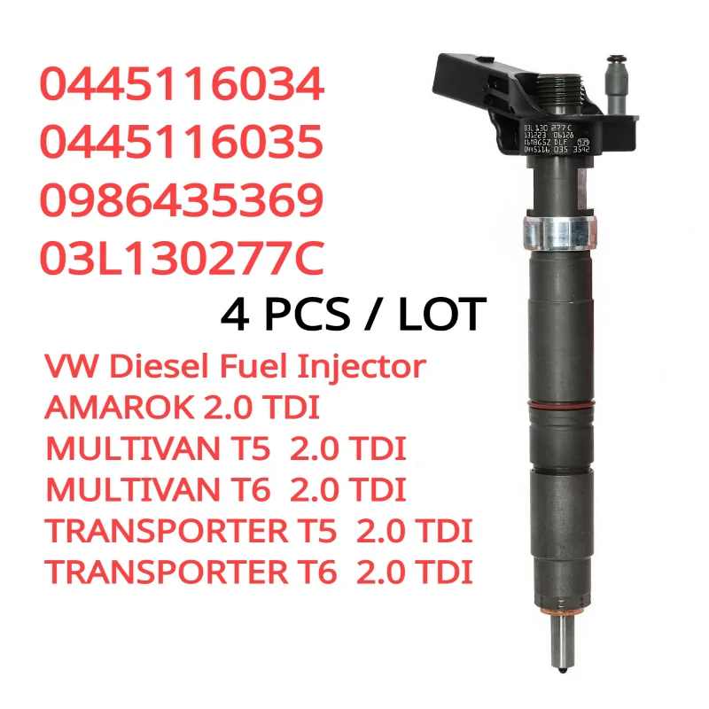 4PCS New Fuel Injector Nozzle 0445116035 0445116034 03L130277C For VW T5 T6 AMAROK Multivan Transporter 2.0 TDI Bo-Sch
4PCS New Fuel Injector Nozzle 0445116035 0445116034 03L130277C For VW T5 T6 AMAROK Multivan Transporter 2.0 TDI Bo-Sch