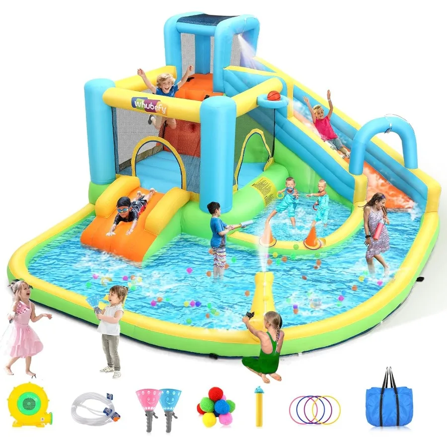 Inflatable Water Slide 12.8x12Ft with Slide Jumping Area Catch Ball Toss Rings Water Blaster 10 Accessories Outdoor Waterpark f
Inflatable Water Slide 12.8x12Ft with Slide Jumping Area Catch Ball Toss Rings Water Blaster 10 Accessories Outdoor Waterpark f