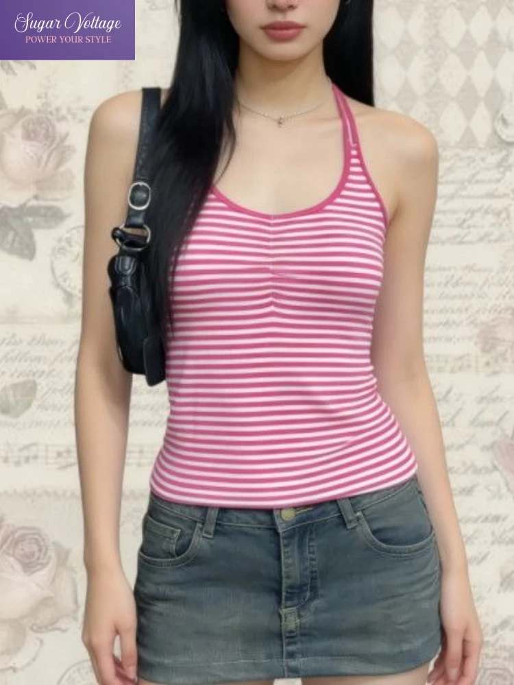 Американский винтажный повседневный шикарный топ для женщин: облегающая полосатая майка-халтер в японском стиле Y2K Harajuku, сексуальная модная одежда для девушек, популярная среди молодежи
Американский винтажный повседневный шикарный топ для женщин: облегающая полосатая майка-халтер в японском стиле Y2K Harajuku, сексуальная модная одежда для девушек, популярная среди молодежи