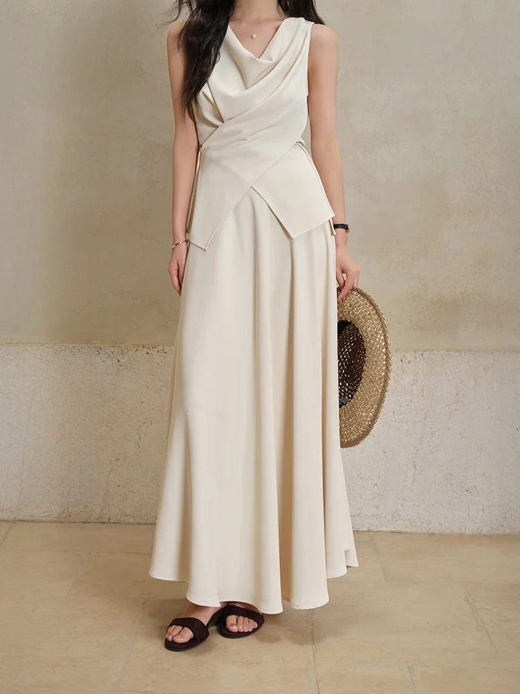 Белый жилет и юбка с высокой талией Ele: летний модный комплект для женщин, костюм с длинным рукавом и отложным воротником
Белый жилет и юбка с высокой талией Ele: летний модный комплект для женщин, костюм с длинным рукавом и отложным воротником