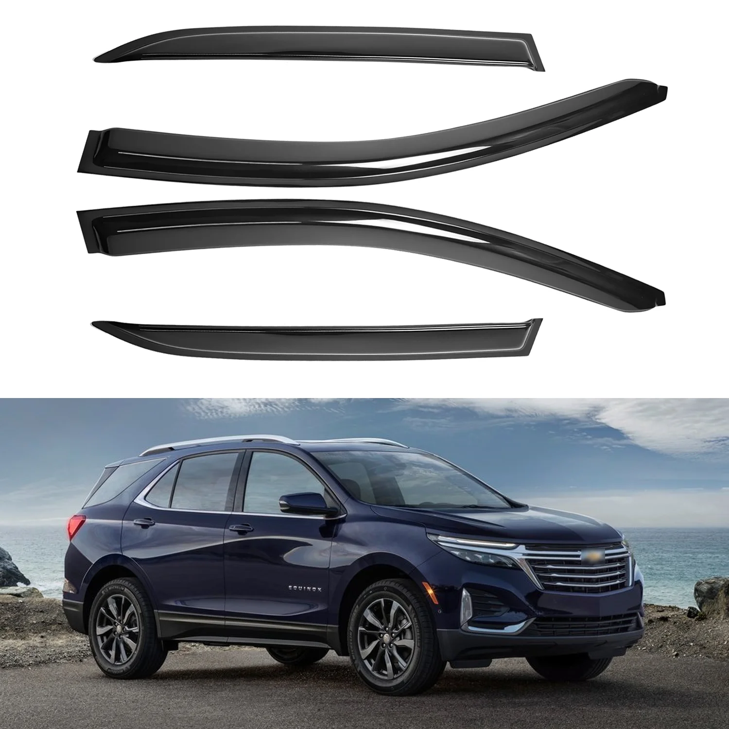 For Chevrolet Equinox 4-Door SUV 2018-2024 Tinted Exterior Rain Guards Wind Deflectors 4pcs Set No Drip Rails 1.5MM
For Chevrolet Equinox 4-Door SUV 2018-2024 Tinted Exterior Rain Guards Wind Deflectors 4pcs Set No Drip Rails 1.5MM