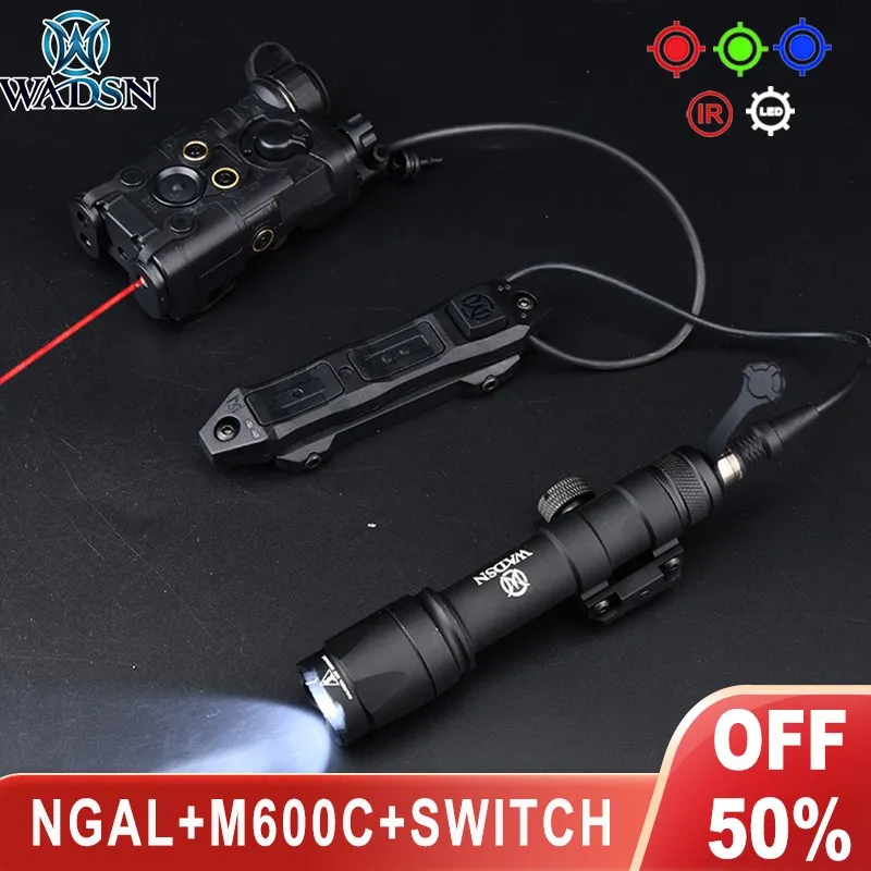 WADSN Tactical NGAL Red Green Blue Laser Sight IR Pointer M600C LED Flashlight Airsoft Scout Light Dual Control Pressure Switch
WADSN Tactical NGAL Red Green Blue Laser Sight IR Pointer M600C LED Flashlight Airsoft Scout Light Dual Control Pressure Switch