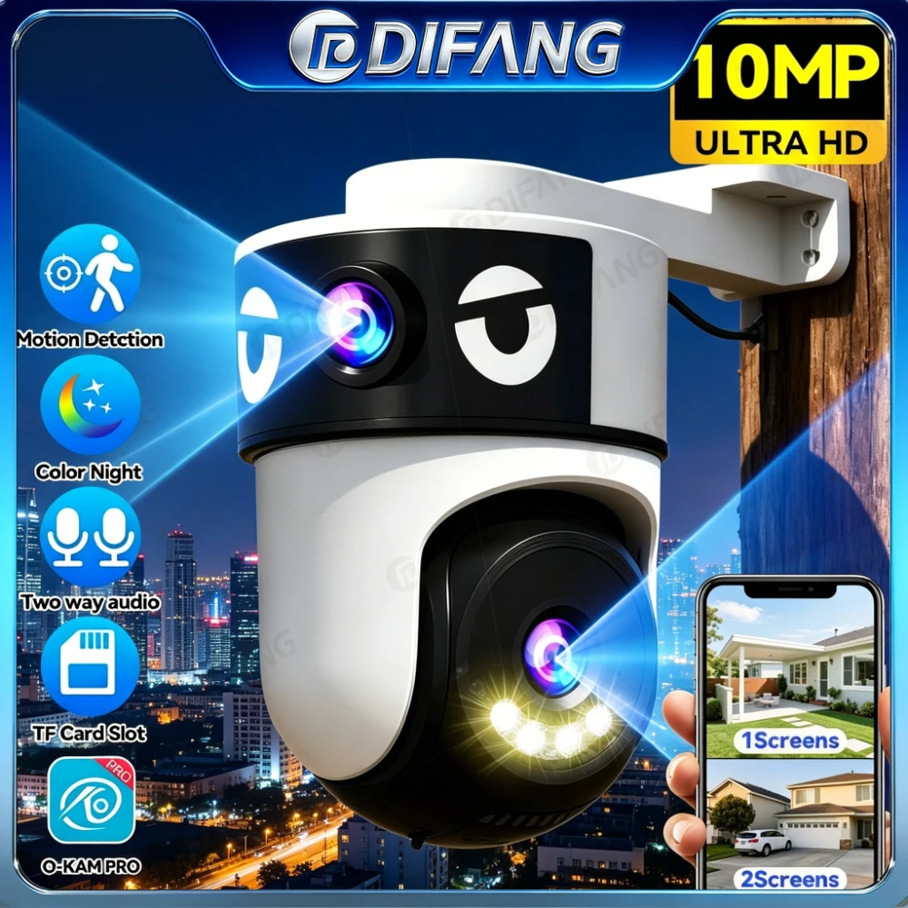Outdoor 5K 10MP WiFi Camera Dual Screens Security Protection Two-Way, PTZ 360° Surveillance IP Cam 4K
Outdoor 5K 10MP WiFi Camera Dual Screens Security Protection Two-Way, PTZ 360° Surveillance IP Cam 4K