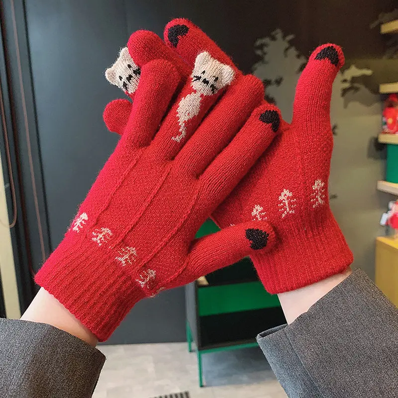 Fashion Women Knitted Gloves Screen Mittens Cute Full Finger Thicken Warm Soft Elastic Cartoon Cats Keep Finger Gloves
Fashion Women Knitted Gloves Screen Mittens Cute Full Finger Thicken Warm Soft Elastic Cartoon Cats Keep Finger Gloves