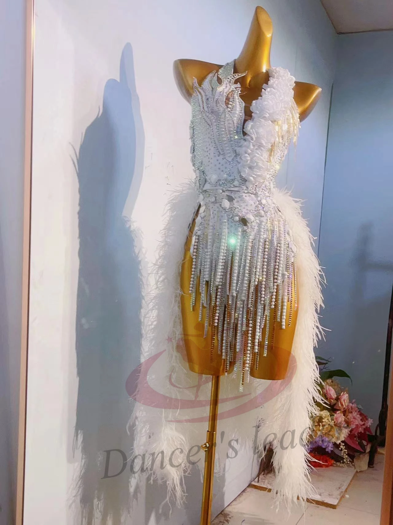 Latin Dance Professional Dress High-end Custom White Flower Suit Fluffy Tail Female Standard Stage Professional Clothing
Latin Dance Professional Dress High-end Custom White Flower Suit Fluffy Tail Female Standard Stage Professional Clothing