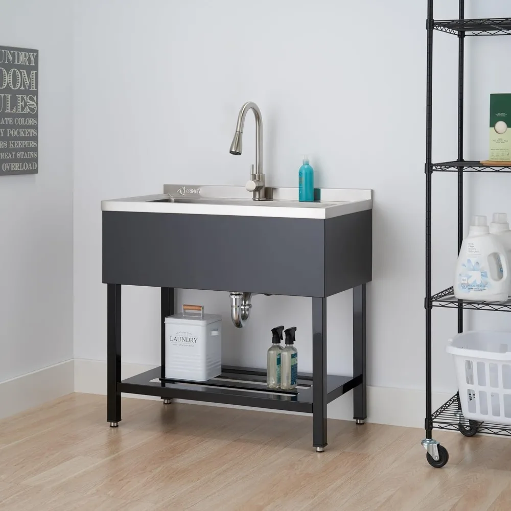 Stainless Steel Freestanding Single Bowl Utility Sink , Laundry Room, Commercial Use, Includes Pull-Out Faucet, Kitchen Sinks
Stainless Steel Freestanding Single Bowl Utility Sink , Laundry Room, Commercial Use, Includes Pull-Out Faucet, Kitchen Sinks