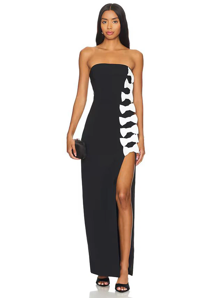 VC Black Strapless Bow Patchwork Long Dress For Women Velvet Sleeveless Backless Bownot Slim Celebrity Party Evening Gowns
VC Black Strapless Bow Patchwork Long Dress For Women Velvet Sleeveless Backless Bownot Slim Celebrity Party Evening Gowns