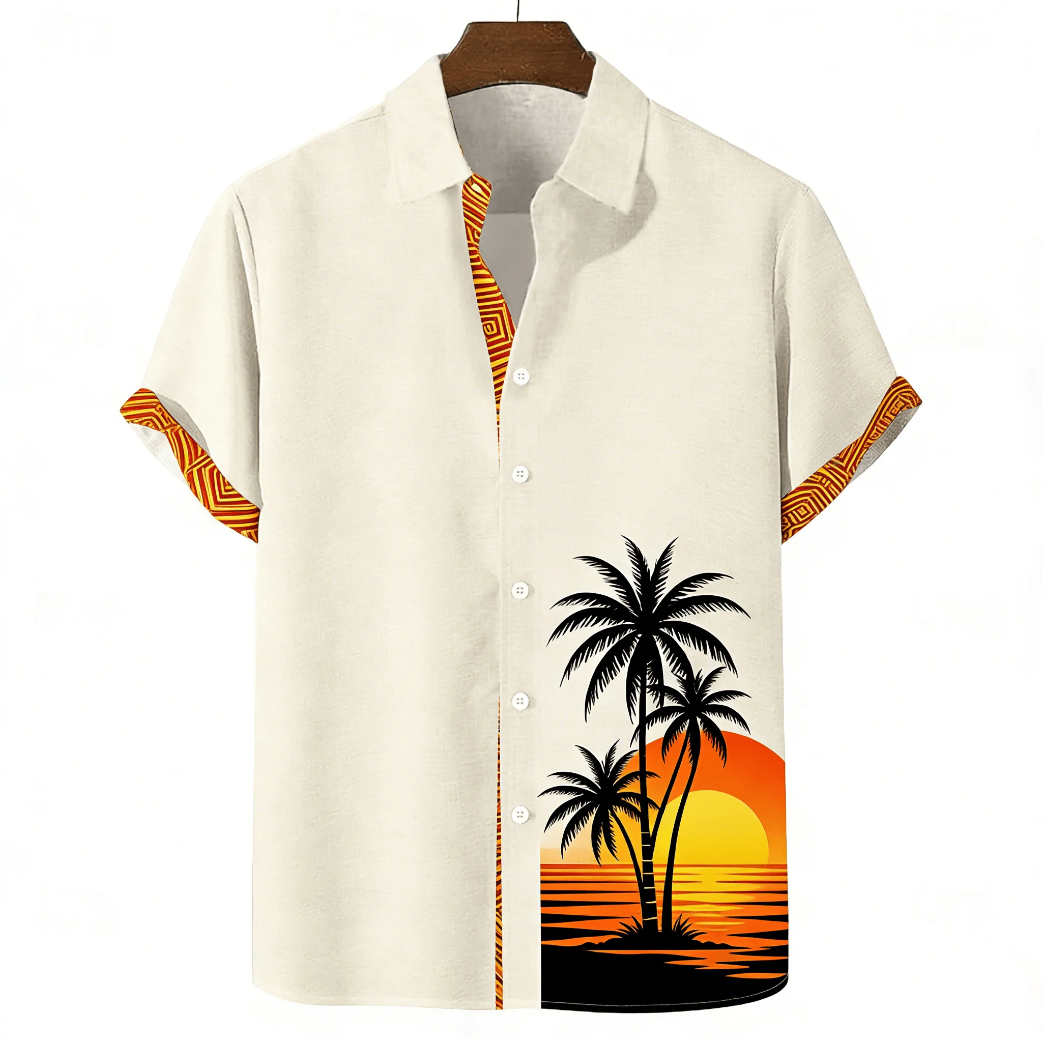 Men's Sunset Palm Tree Print Short Sleeve Shirt, Casual Tropical Hawaiian Style Button Down for Spring Summer Vacation
Men's Sunset Palm Tree Print Short Sleeve Shirt, Casual Tropical Hawaiian Style Button Down for Spring Summer Vacation
