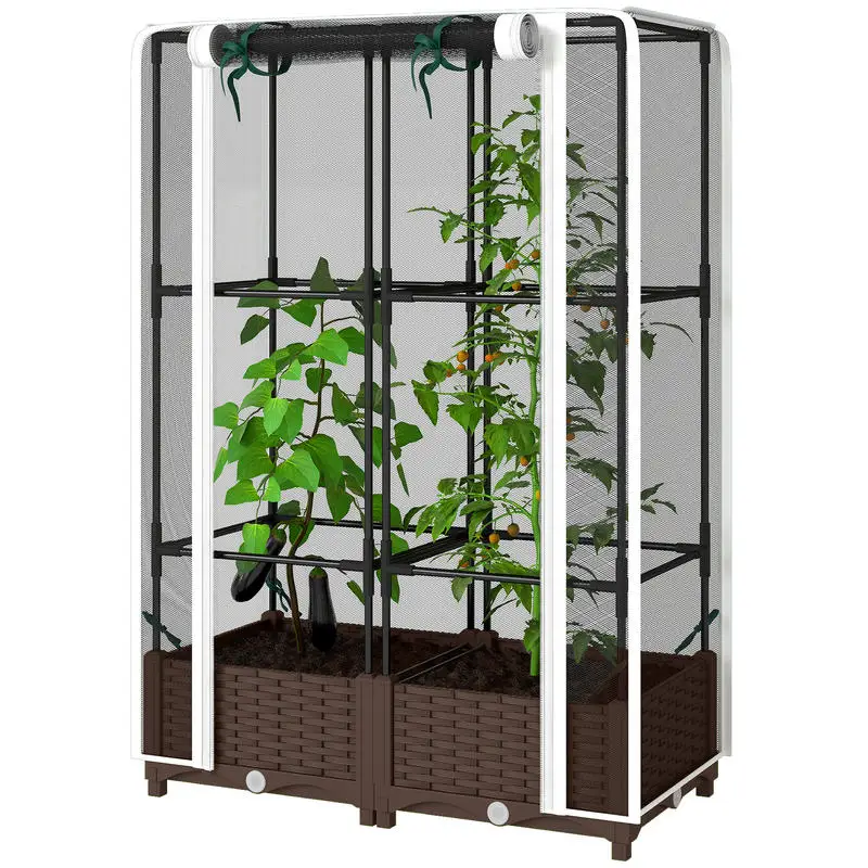 Outsunny Raised Garden Bed with Trellis, 46.5" Tomato Cage with Crop Cage, Self Watering Planter Box with Drainage Holes, White
Outsunny Raised Garden Bed with Trellis, 46.5" Tomato Cage with Crop Cage, Self Watering Planter Box with Drainage Holes, White