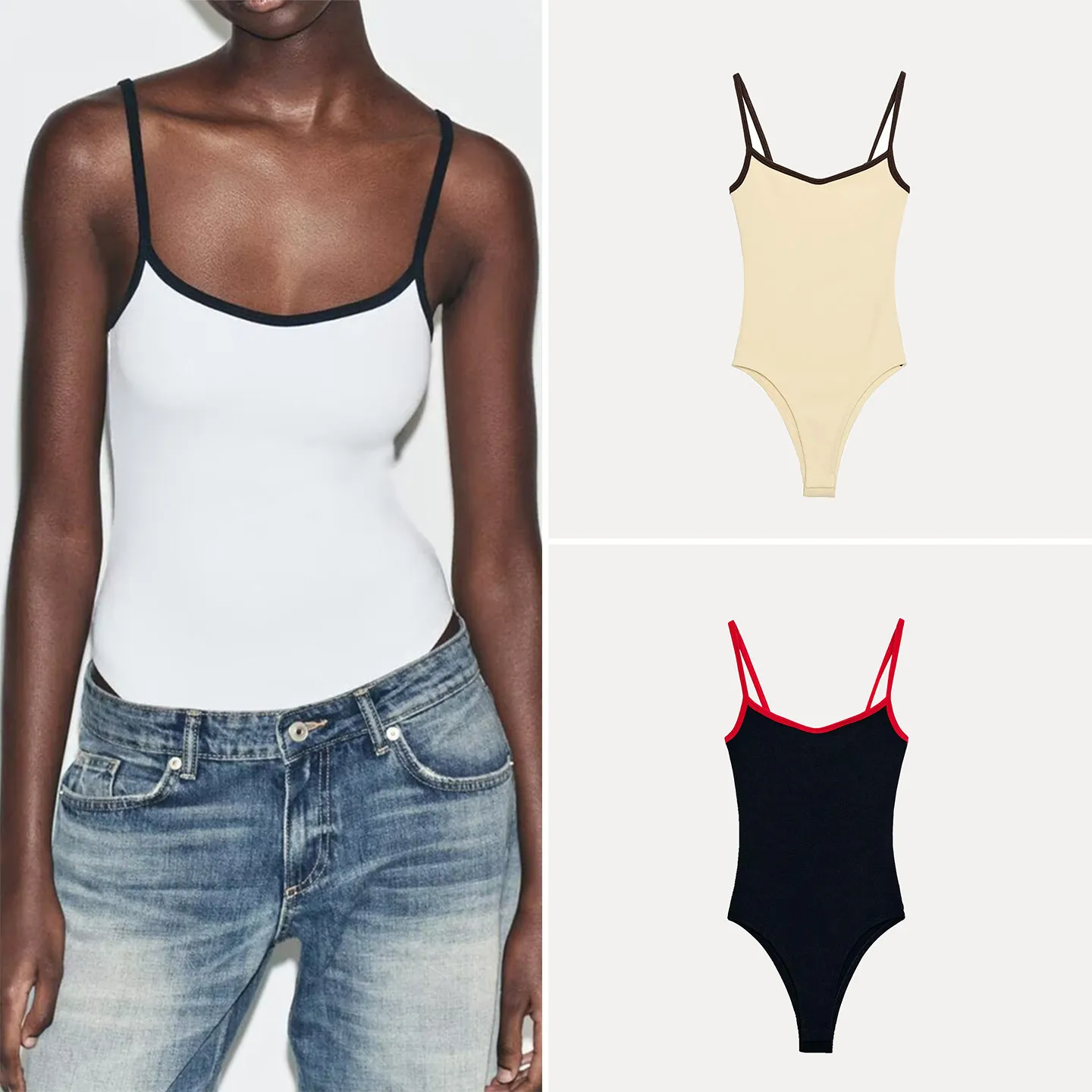 Fashionable round Neck Color Block Trim Halter Onesie Women's Clothing Straight Cut High Waist Short Pants ZADATA Brand
Fashionable round Neck Color Block Trim Halter Onesie Women's Clothing Straight Cut High Waist Short Pants ZADATA Brand
