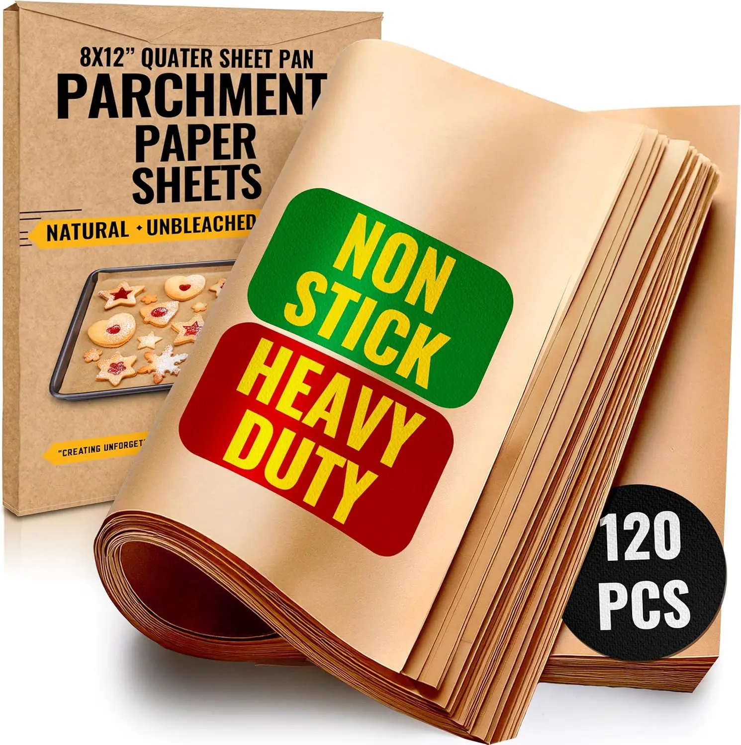 Precut Parchment Baking Sheets, 8x12 Inch, 120 Pack, Unbleached, Non-Stick, Oven Safe to 450°F
Precut Parchment Baking Sheets, 8x12 Inch, 120 Pack, Unbleached, Non-Stick, Oven Safe to 450°F