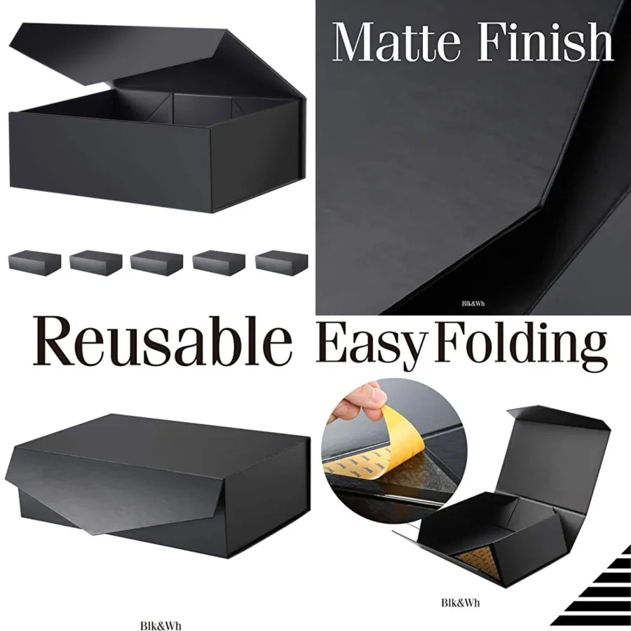 6 Large Gift Boxes 13.5x9x4.1 Inch, Black Collapsible Groomsman Gift Boxes with Magnetic Lids Matte Black
6 Large Gift Boxes 13.5x9x4.1 Inch, Black Collapsible Groomsman Gift Boxes with Magnetic Lids Matte Black