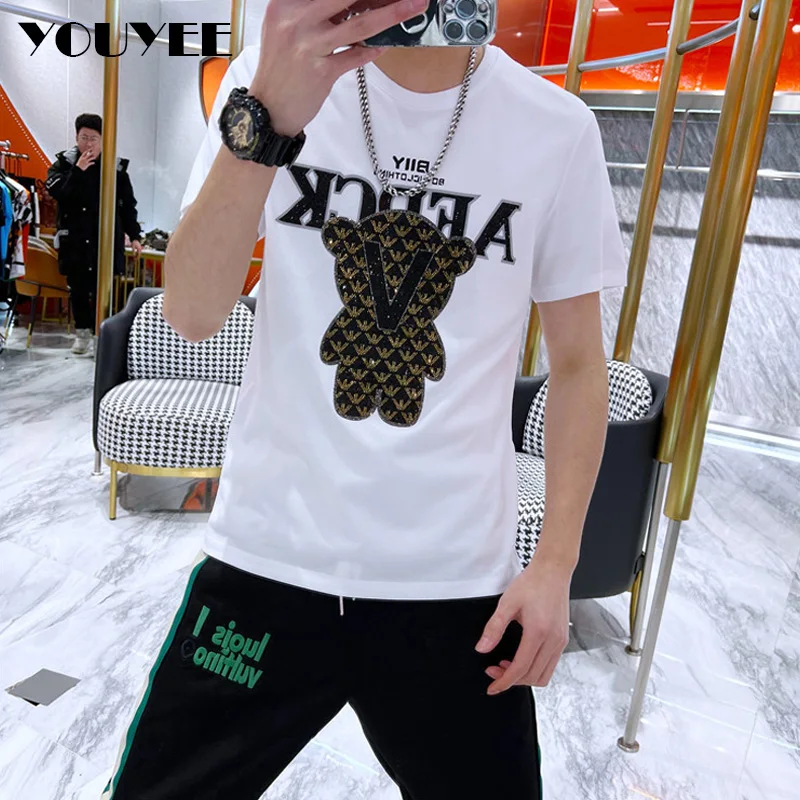2023 New T-shirt Men's Fashion Slim Fit Bear Luxcy Hot Diamond Summer Round Neck Short Sleeve Male Tees Prevalent Clothing M-7XL
2023 New T-shirt Men's Fashion Slim Fit Bear Luxcy Hot Diamond Summer Round Neck Short Sleeve Male Tees Prevalent Clothing M-7XL