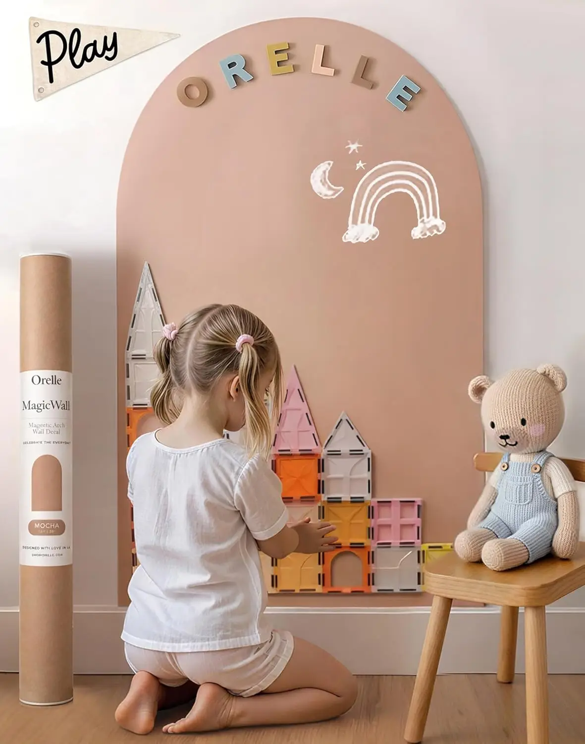Magnetic Arch Wall Decal - Repositionable Chalkboard for Playroom, 24x39 Inches in Mocha
Magnetic Arch Wall Decal - Repositionable Chalkboard for Playroom, 24x39 Inches in Mocha