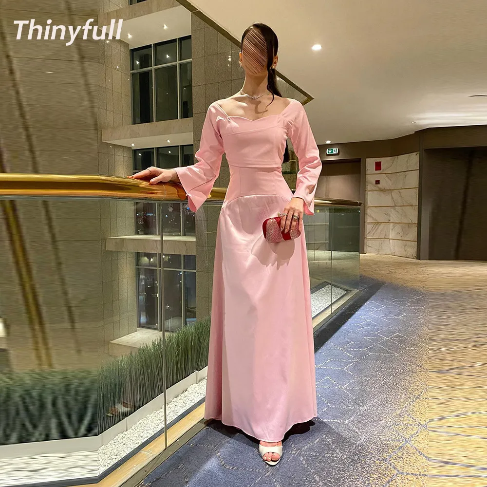  Thinyfull A-line Pink Satin Prom Dress Full Sleeves Arab Evening Party Dresses Long Formal Gown Robe De Soirée Customized
Thinyfull A-line Pink Satin Prom Dress Full Sleeves Arab Evening Party Dresses Long Formal Gown Robe De Soirée Customized