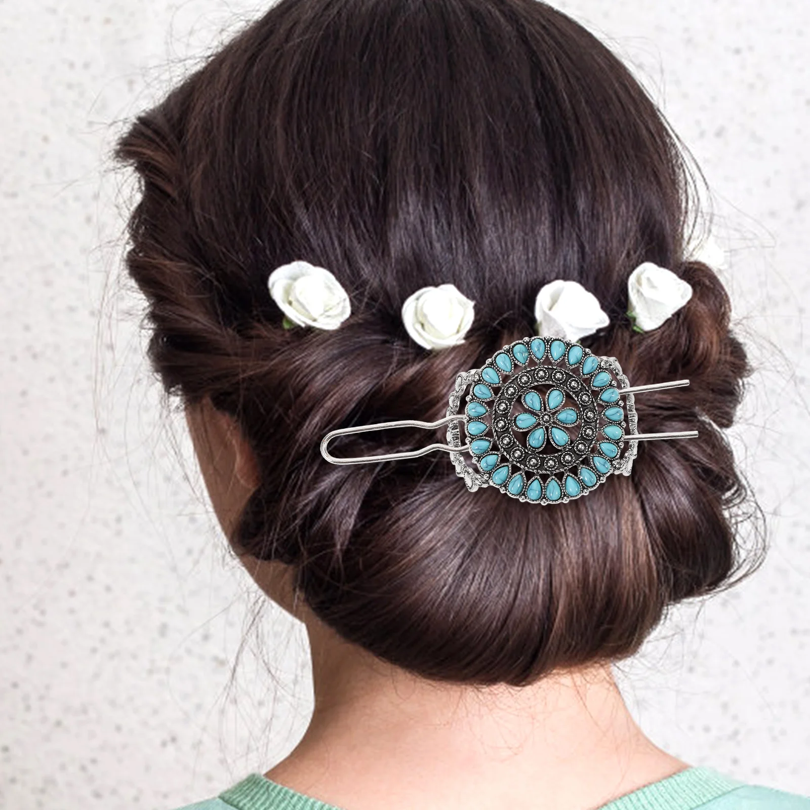 Retro Hairpin Headdress Stick Chinese Style Zinc Alloy Turquoise Flower Shape Unique Women Hair Accessory Vintage iental
Retro Hairpin Headdress Stick Chinese Style Zinc Alloy Turquoise Flower Shape Unique Women Hair Accessory Vintage iental
