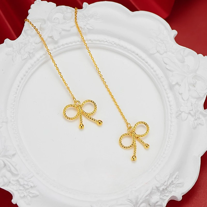 Genuine Gold Color Bow Tassel Ear Line for Women Girlfriend Wedding Birthday Gold Color Earrings Jewelry Gifts
Genuine Gold Color Bow Tassel Ear Line for Women Girlfriend Wedding Birthday Gold Color Earrings Jewelry Gifts