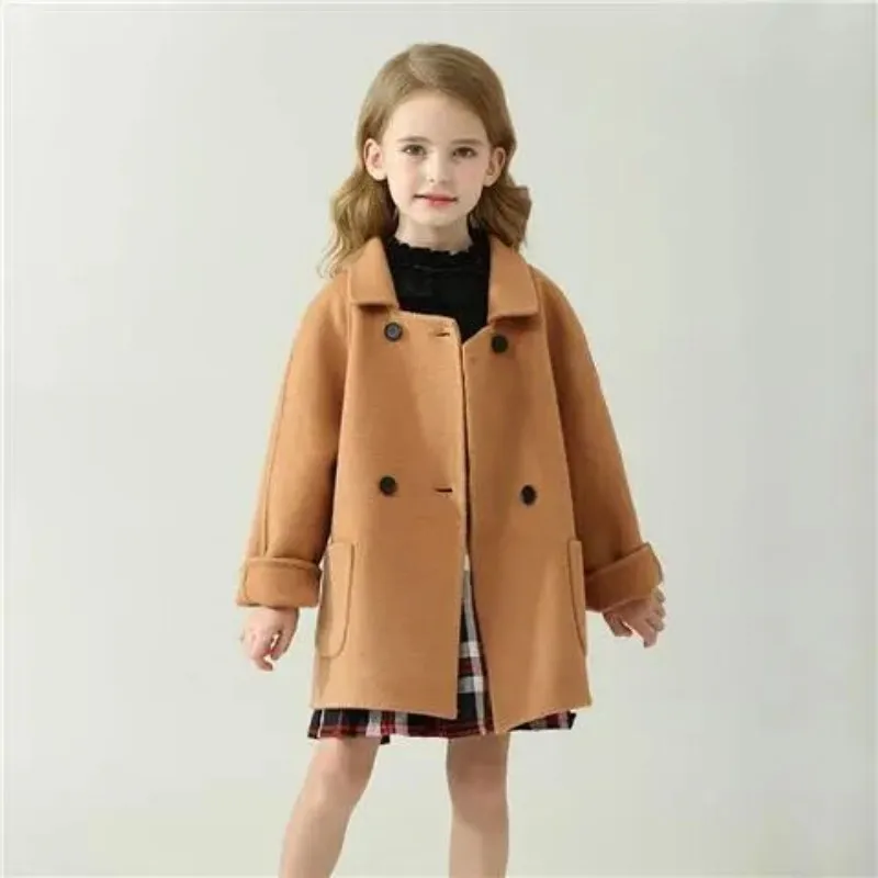 Girls' Double sided Cashmere Coat Spring and Autumn New Edition Korean Style Children's Woolen Coat 
Girls' Double sided Cashmere Coat Spring and Autumn New Edition Korean Style Children's Woolen Coat