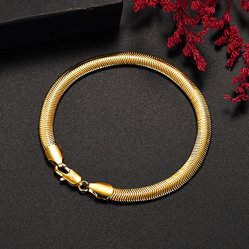 Hot Luxury 925 Sterling Silver Plated 18k Gold Does Not Fade 6mm Snake Bone Chain Bracelets For Men'S Women Fashion Jewelry Gift
Hot Luxury 925 Sterling Silver Plated 18k Gold Does Not Fade 6mm Snake Bone Chain Bracelets For Men'S Women Fashion Jewelry Gift