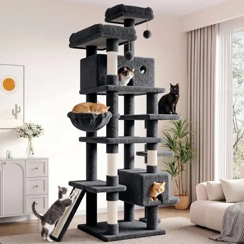 82 inch, Multi-Level Cat Tree Tower for Indoor Cats, Cat Condo with Sisal Scratching Posts, Plush Perches, Hammocks
82 inch, Multi-Level Cat Tree Tower for Indoor Cats, Cat Condo with Sisal Scratching Posts, Plush Perches, Hammocks