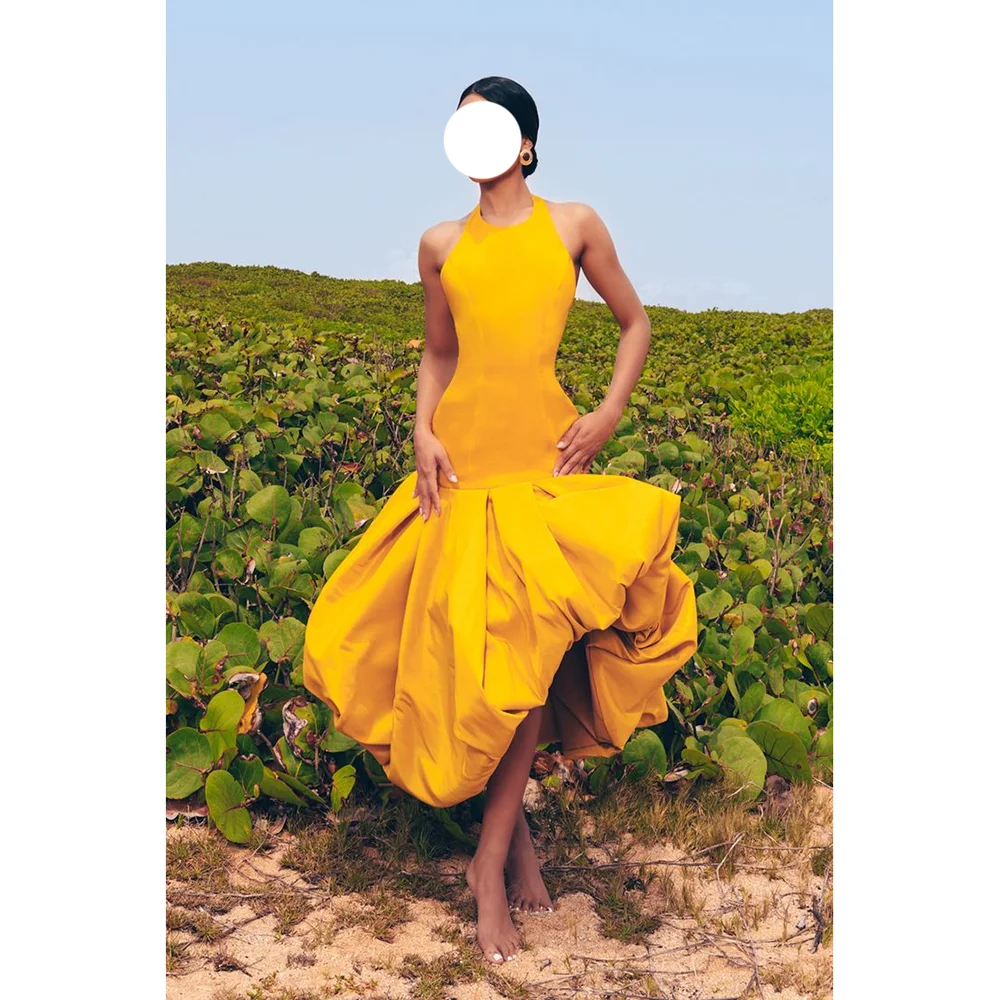 Yellow O-Neck Sleeveless Dresses Pleated Ruffles Ankle-length Dress Asymmetrical Gowns For Woman Evening Party Dress Prom Gowns
Yellow O-Neck Sleeveless Dresses Pleated Ruffles Ankle-length Dress Asymmetrical Gowns For Woman Evening Party Dress Prom Gowns