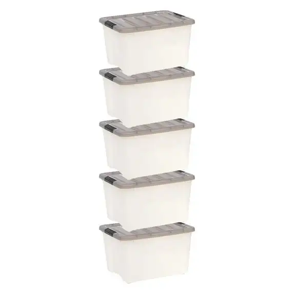 40 Qt. Plastic Storage Bins with Lids, Stackable Storage Containers, Totes, 5 Pack
40 Qt. Plastic Storage Bins with Lids, Stackable Storage Containers, Totes, 5 Pack