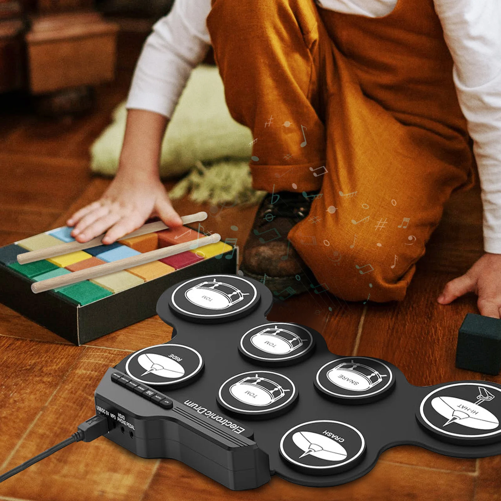 1 set 1 Set Portable Electronic Kit Roll- Digital Quiet Drum Set Lightweight Easy To Use Headphone Jack Built-In Metronome
1 set 1 Set Portable Electronic Kit Roll- Digital Quiet Drum Set Lightweight Easy To Use Headphone Jack Built-In Metronome