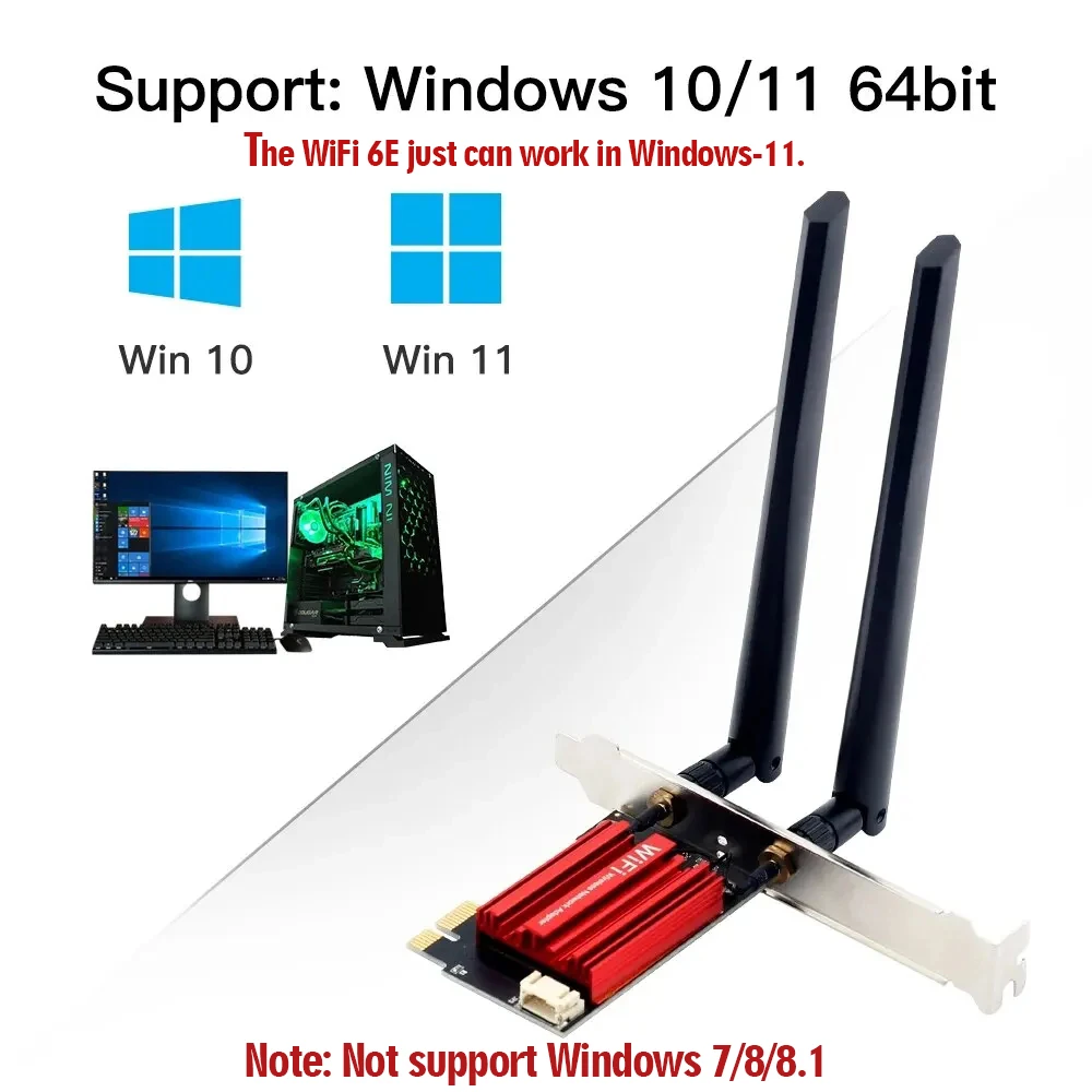 Wi-Fi6e PCI-E Wi-Fi адаптер AX210 5374 Мбит/с Bluetooth 5,3 трехдиапазонная беспроводная сетевая карта 2,4G/5G/6G Windows 10 11 для ПК
Wi-Fi6e PCI-E Wi-Fi адаптер AX210 5374 Мбит/с Bluetooth 5,3 трехдиапазонная беспроводная сетевая карта 2,4G/5G/6G Windows 10 11 для ПК
