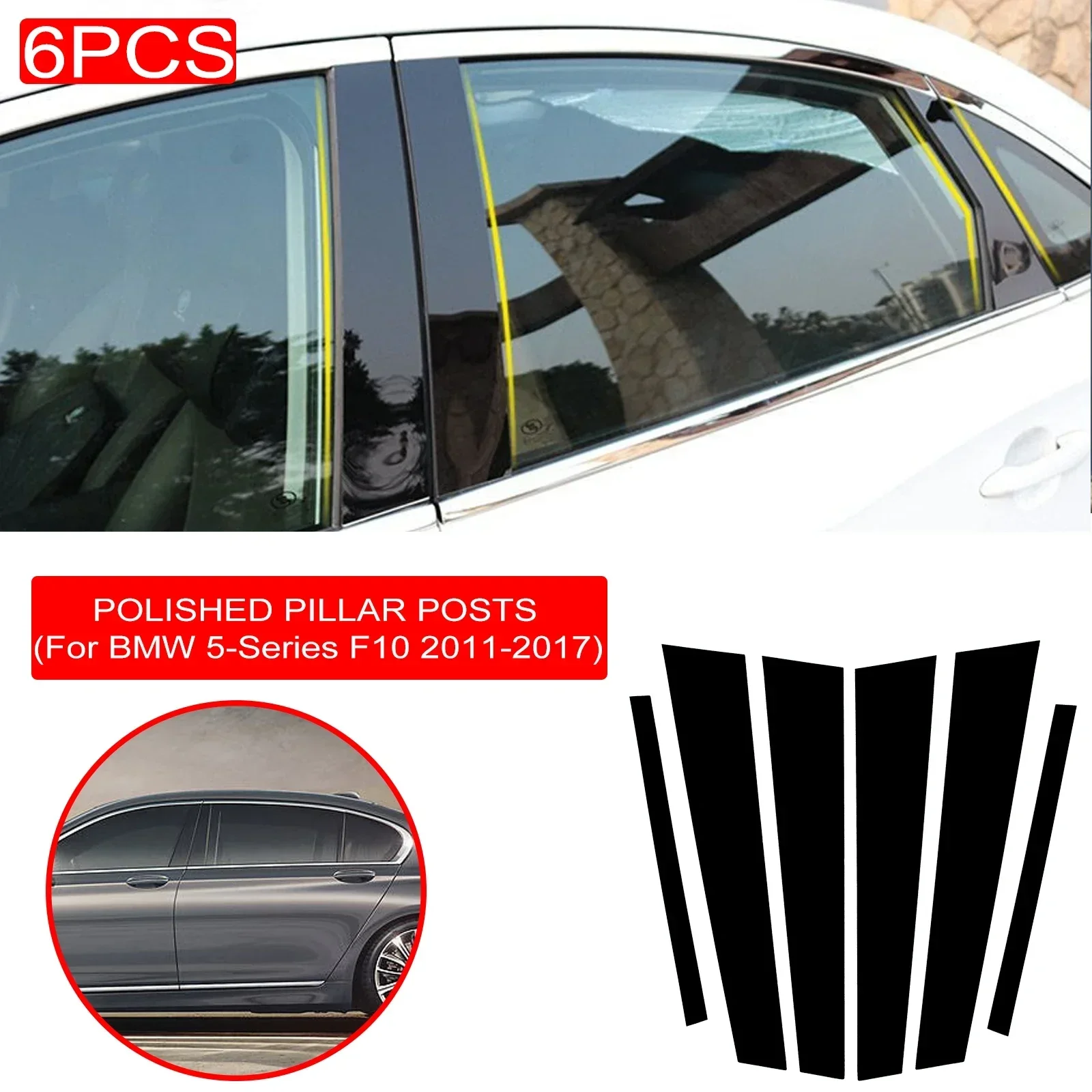 6PCS Polished Pillar Posts For BMW 5 Series F10 2011-2017 Window Trim Cover BC Column Sticker Car Styling Accessories
6PCS Polished Pillar Posts For BMW 5 Series F10 2011-2017 Window Trim Cover BC Column Sticker Car Styling Accessories