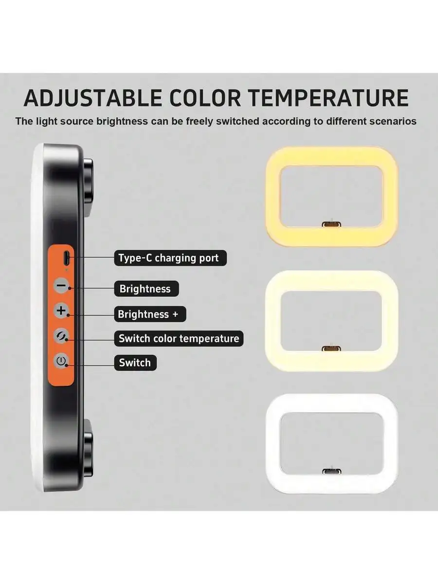 Portable Ring Light With Adjustable Color Temperature And Brightness For Selfie Live Streaming Photography
Portable Ring Light With Adjustable Color Temperature And Brightness For Selfie Live Streaming Photography